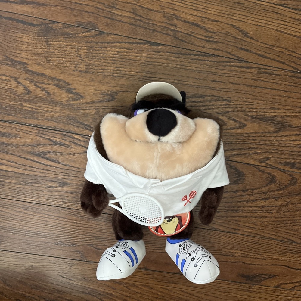 VTG 1988 Tasmanian Devil TAZ Plush Tennis Player Korea 24K Company W/ Tags